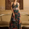 Teal Jumpsuit With Embroidered Belt