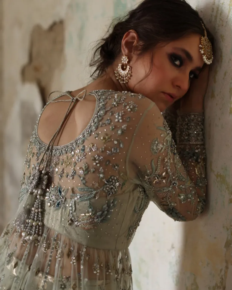 Teal Katan With Aqua Embroidered Lehenga Set