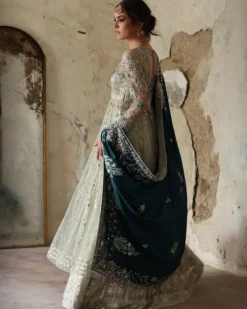 Teal Katan With Aqua Embroidered Lehenga Set