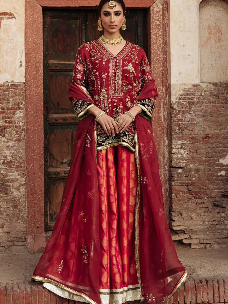 Terracotta Red Short Alisha Sharara Set