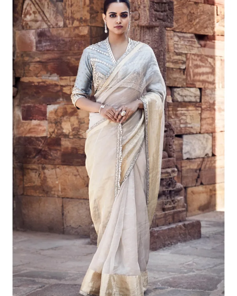 The Aquamarine Aurum Tissue Sari