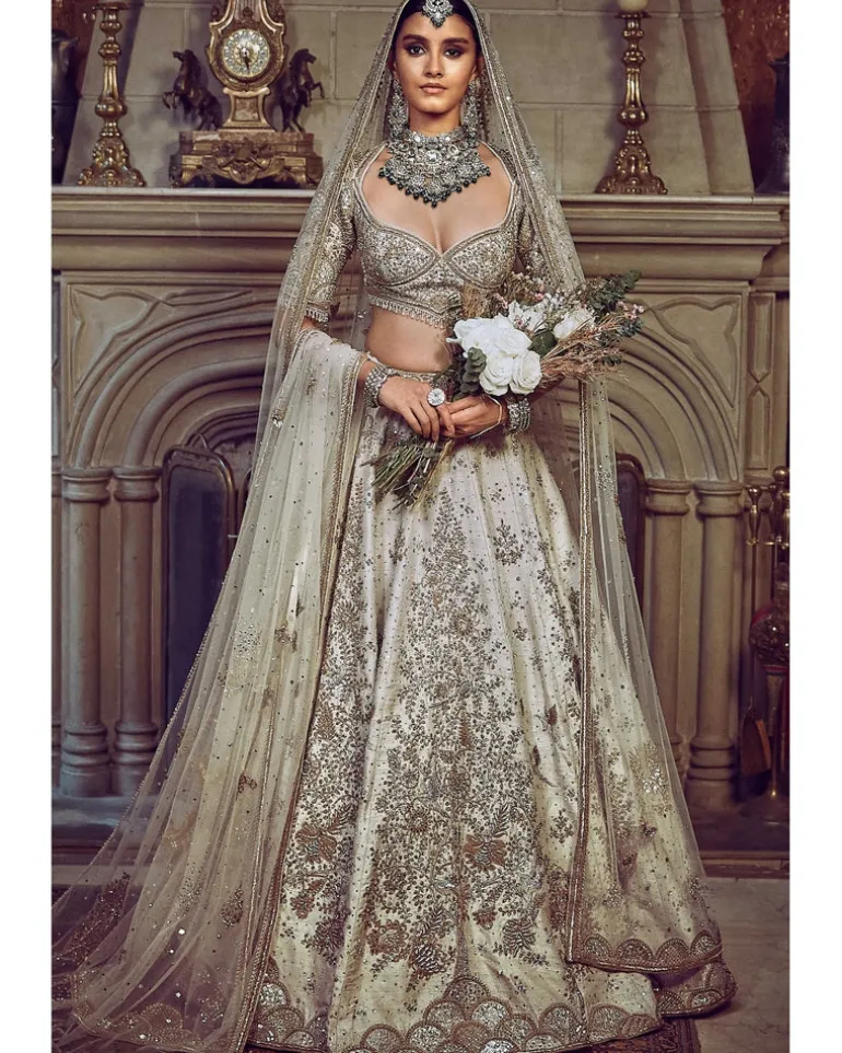 The Aurum Ekru Tree Of Life Lehenga Set