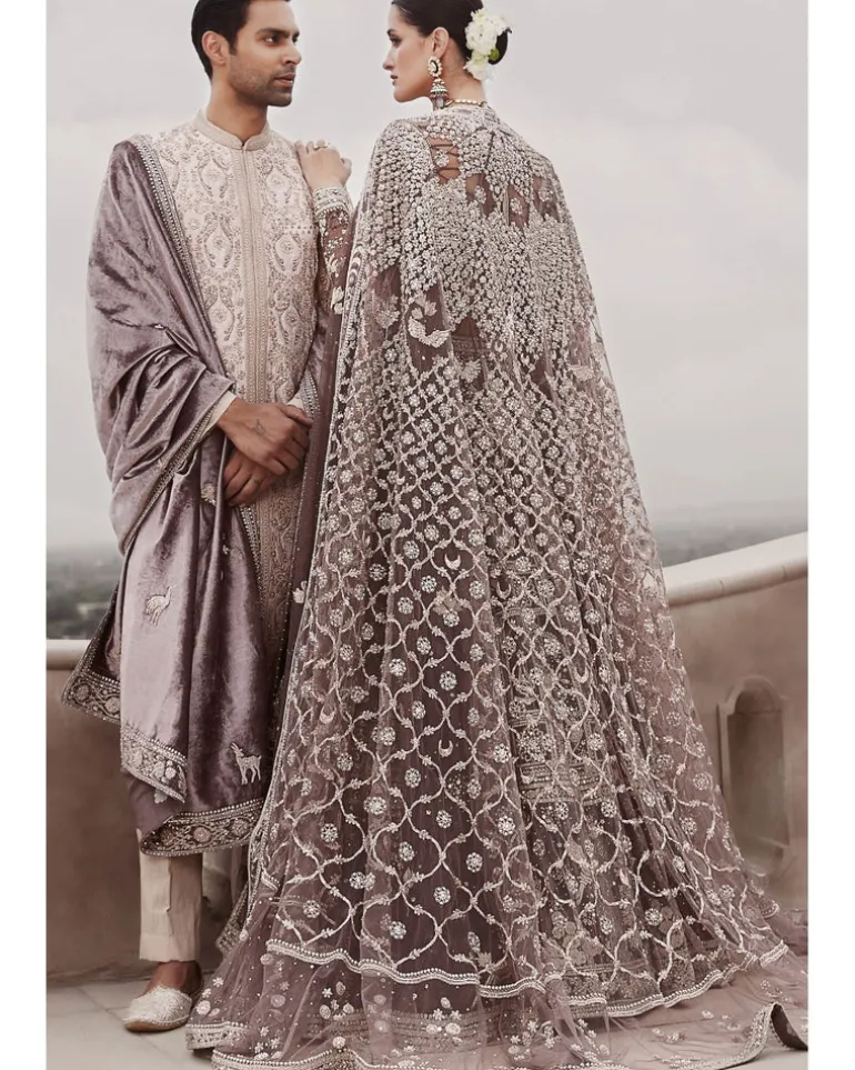 The British Charcoal Wild Masai Lehenga Set