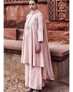 The Kachi Kora Dori Gulabi A Line Kurta Set