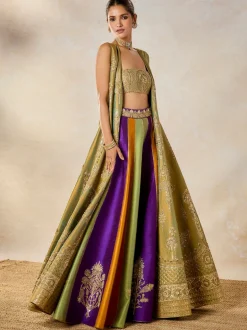The Kesar Varak Long Jacket Lehenga Set