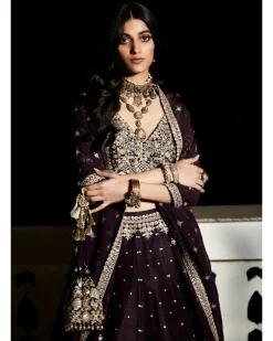 The Royal Matsya Midnight Plum Lehenga