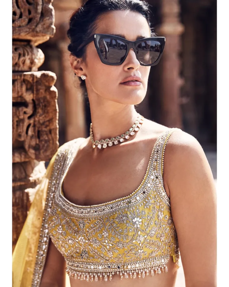 The Royal Pyramid Turmeric Lehenga Set