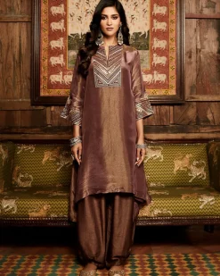 The Rusted Tissue Gota Plum Kurta Set