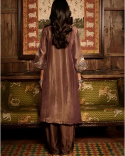 The Rusted Tissue Gota Plum Kurta Set