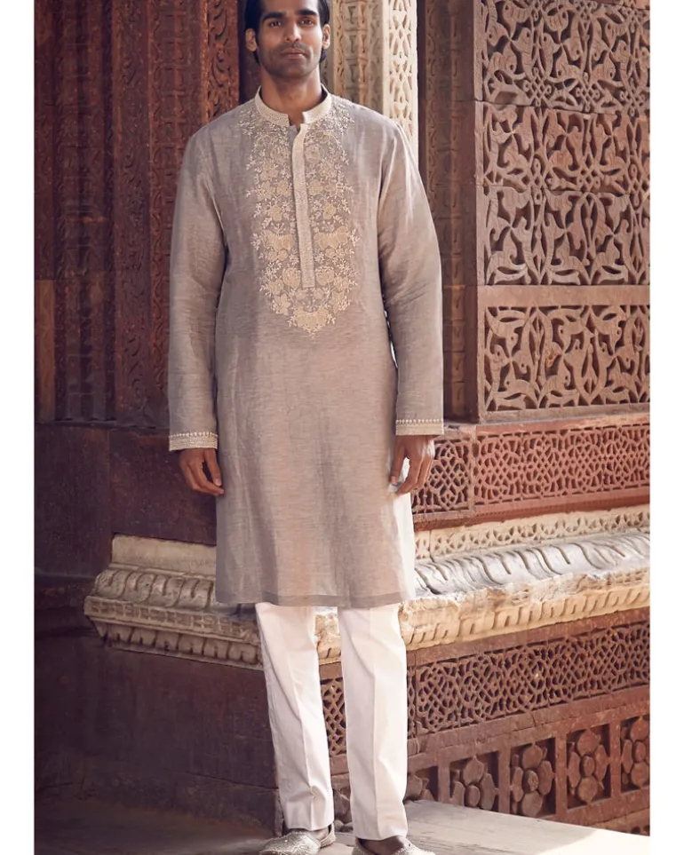 The Scottish Grey Sona Patti Kurta Set