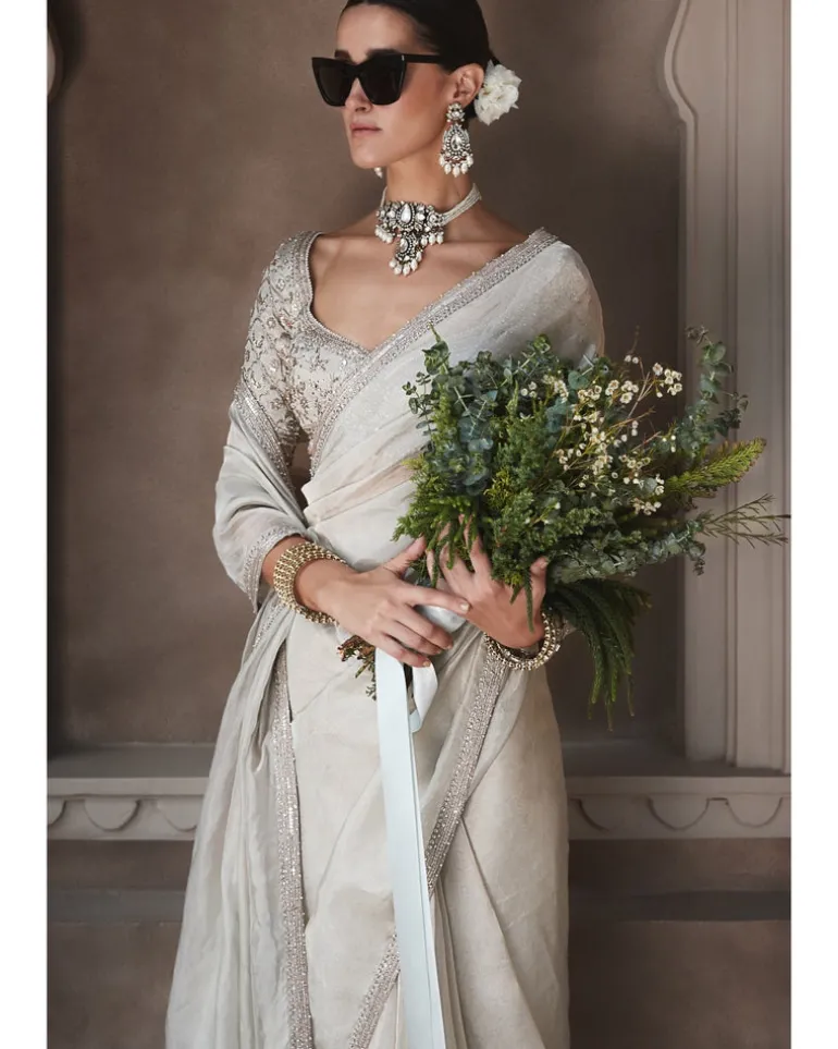 The Silver Needle Matsya Sari Set