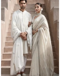 The Tarnished Ekru Royal Matsya Sari Set