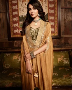 The Tissue Gota Olive & Haldi Cape Set