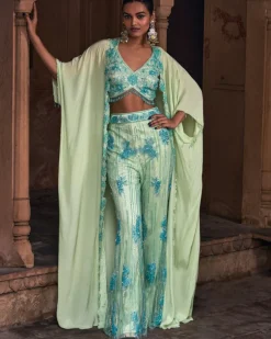 Tinker Bell Mint Green Full Embroidered Cape Set