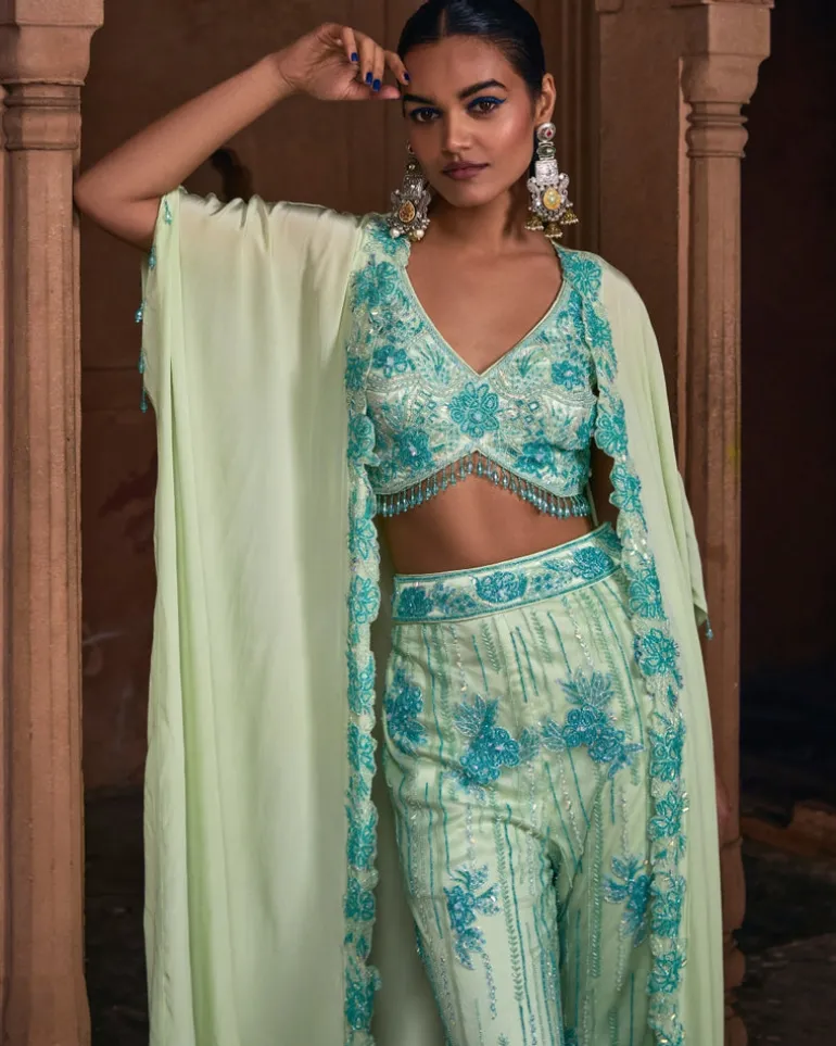 Tinker Bell Mint Green Full Embroidered Cape Set