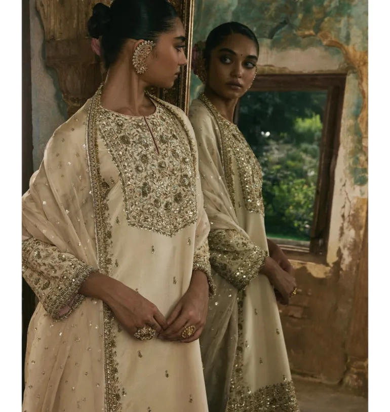Tissu Kurta With Dabka Work Gharara Set