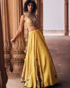Tuscany Yellow Hand Embroidered Lehenga Set