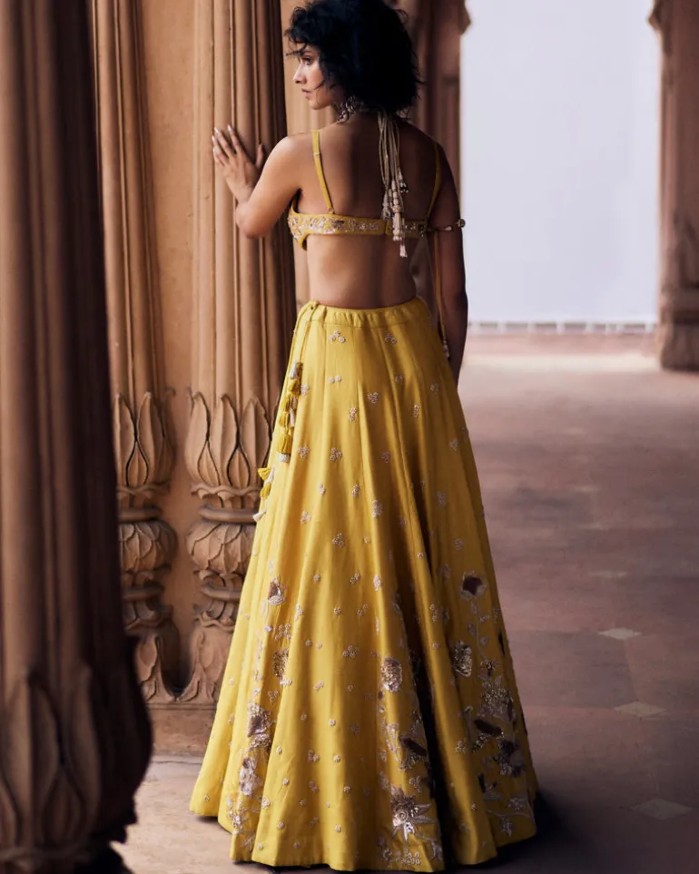 Tuscany Yellow Hand Embroidered Lehenga Set