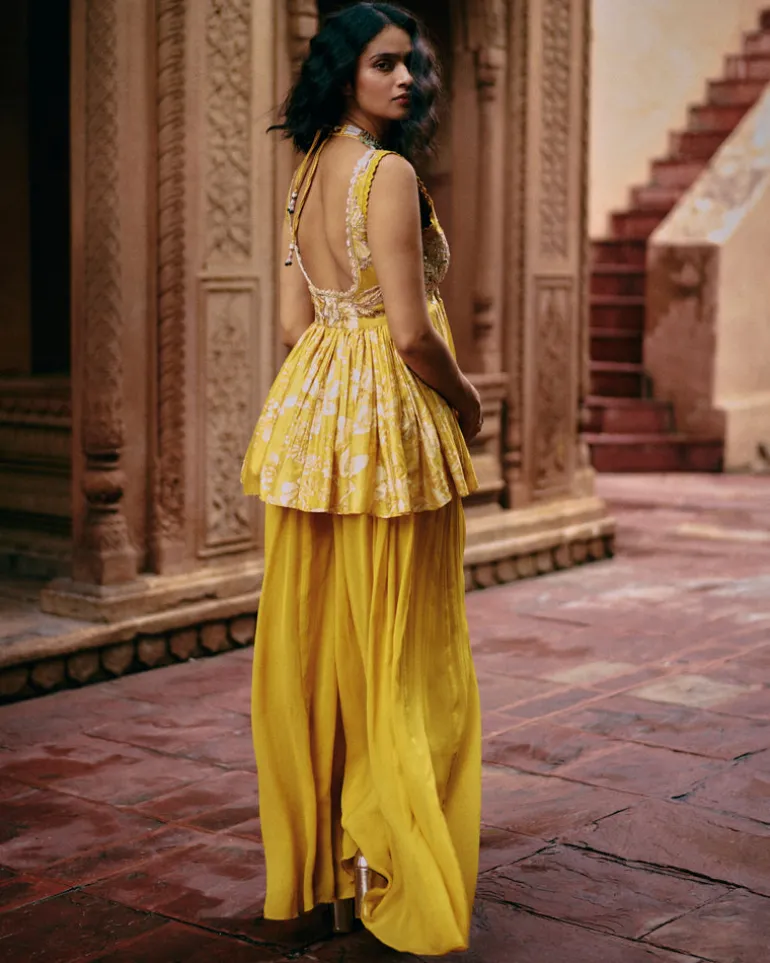 Tuscany Yellow Peplum Set