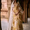 Tuscany Yellow Printed Floral Pre-Draped Sari Set