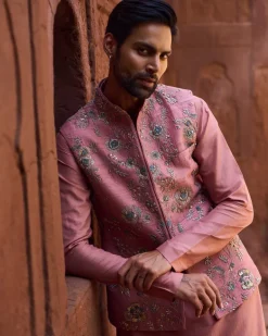 Veda Raw Silk Nehru Jacket Set
