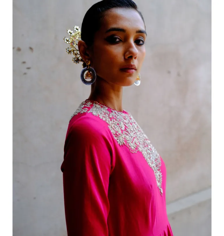 Velour Embroidered Anarkali
