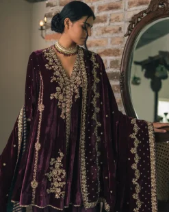 Velvet Angrakha Style Kurta