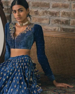 Velvet Booti Lehenga Set