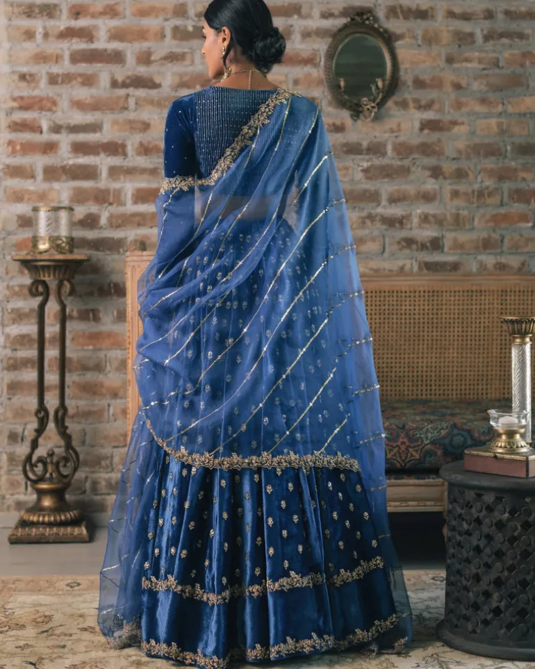 Velvet Booti Lehenga Set