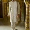Vinatge Ivory Three-Dimensional Sherwani Set