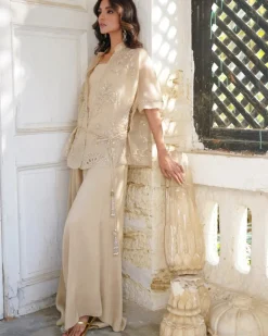 Vince Wrap Blouse With Loose Pants Set