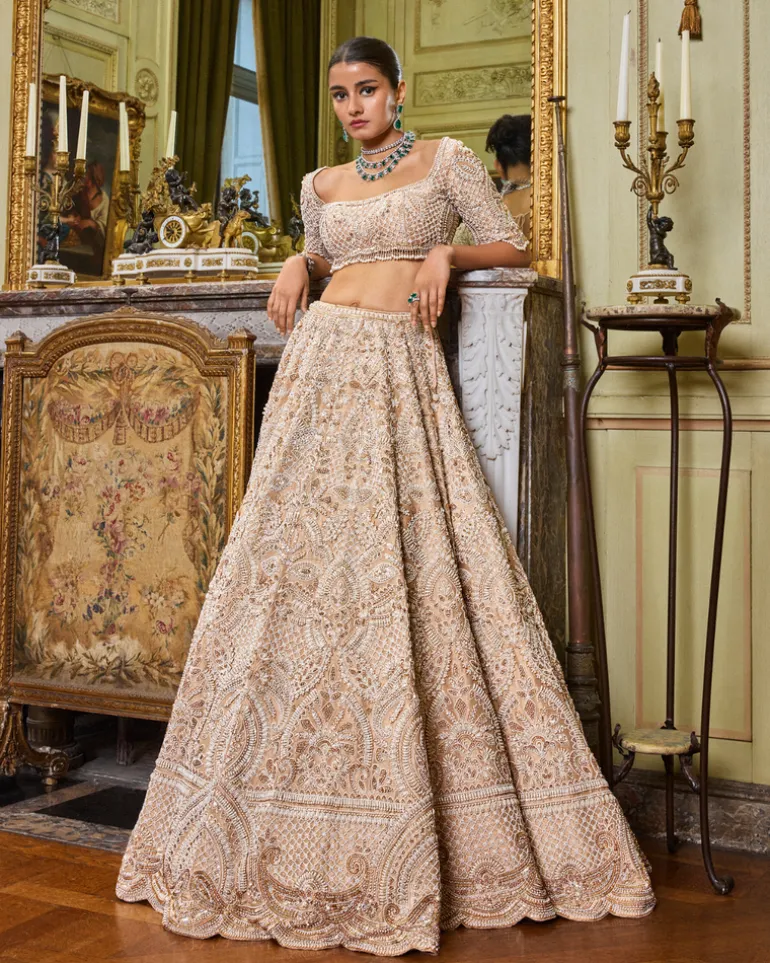 Wheat Pearl Lehenga Set