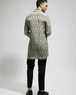 White Geo Printed Kurta Set