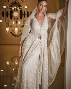 White Sequin Sharara Set
