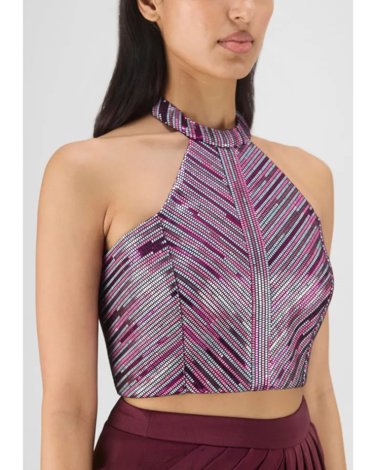 Woven Metallic Bustier And Skirt Set