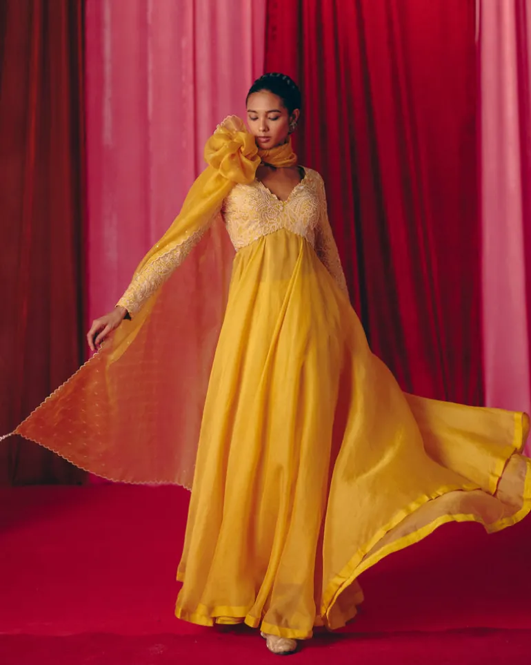 Yellow Anika Anarkali Set