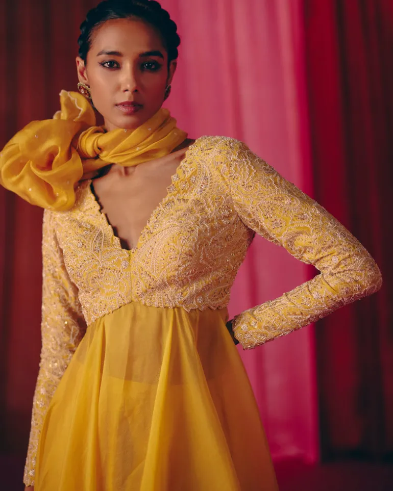 Yellow Anika Anarkali Set