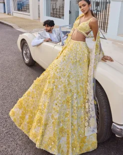 Yellow Floral Lehenga Set