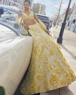 Yellow Floral Lehenga Set