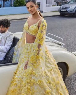 Yellow Floral Lehenga Set
