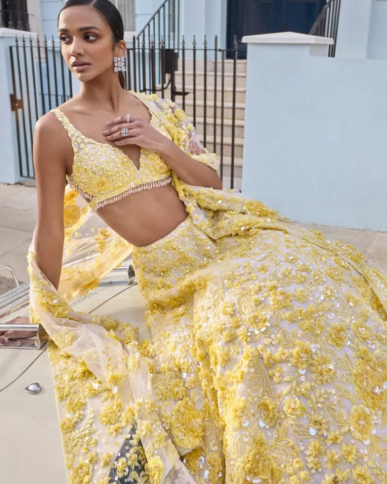 Yellow Floral Lehenga Set