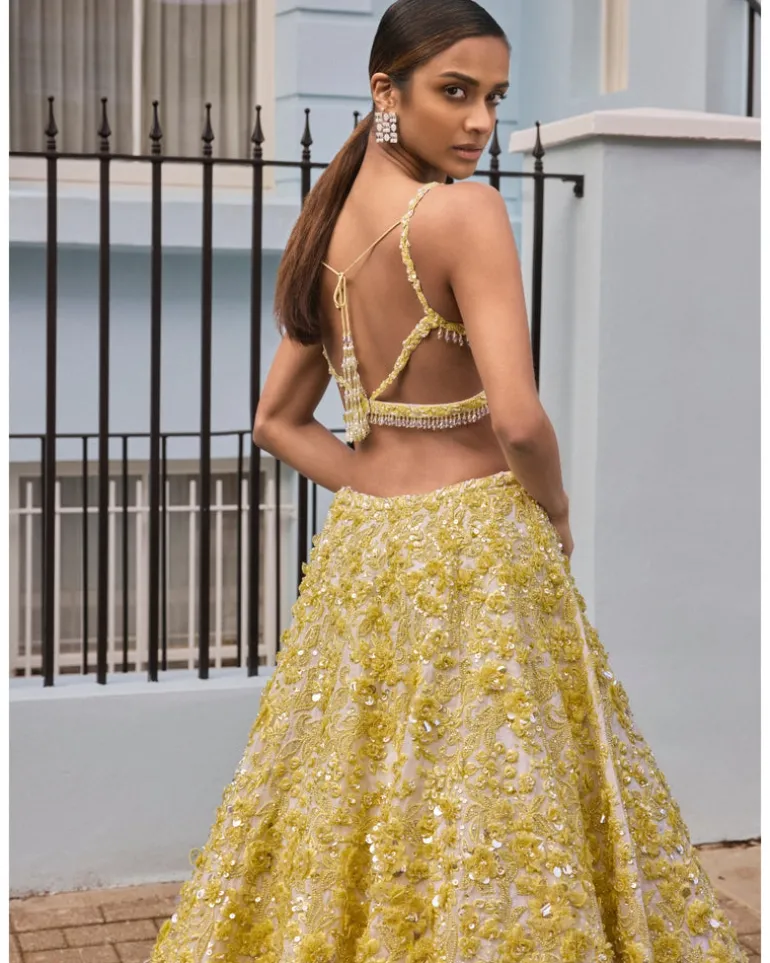 Yellow Floral Lehenga Set