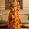 Yellow Highlighted Blouse And Highlighted Lehenga Set