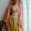 Yellow Minimal Embroidery Lehenga Set