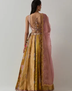 Yellow Minimal Embroidery Lehenga Set