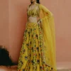Yellow Mix Print Lehenga Set