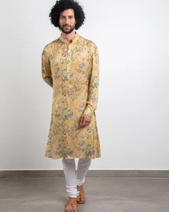 Yellow Modal Silk Kurta Set