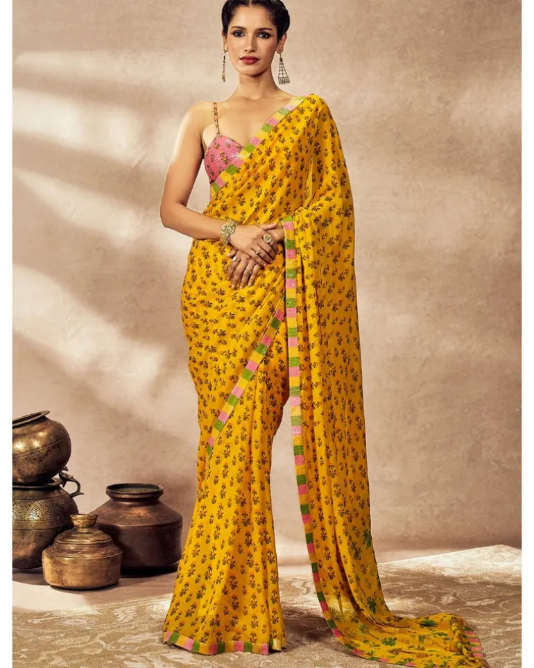 Yellow Pixie Dust Sari Set