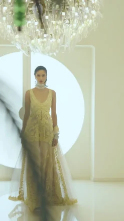 Yellow Three-Dimensional Floral Sharara Set