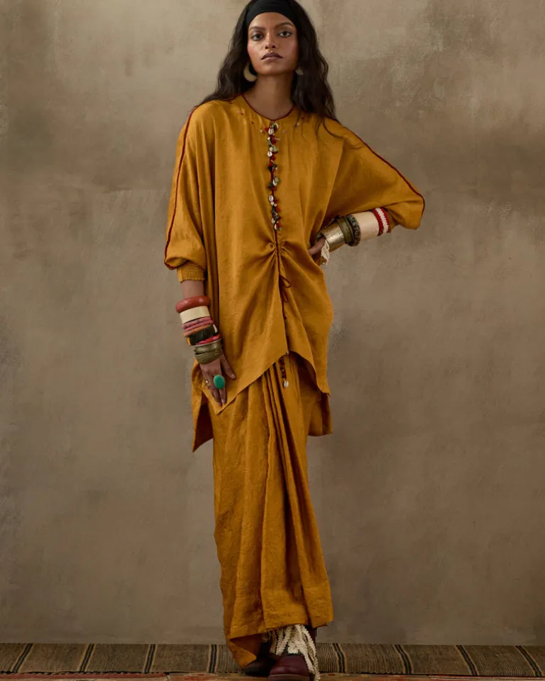 Yellow Topaz Kuru Trapeze Kurta Set